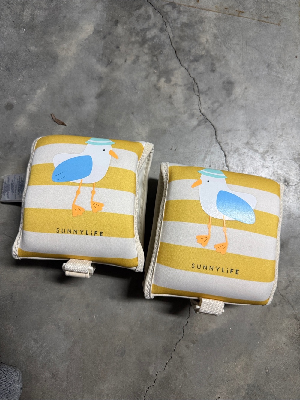 Sunnylife Yellow and White Striped Inflatable Arm Float Pair